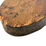 Much Handled Earlier 19th Century Chip Carved Flat Back Oval Butter/Cookie Stamp with Rich Patina and Monogram on Reverse