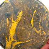 Handsome Earlyish 19th Century Marbled Mustard Paint Decorated Papier Mache Snuff Box