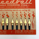 Great Graphics Vintage Speedball 24 Mounted Pen Nibs Display Card