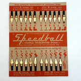 Great Graphics Vintage Speedball 24 Mounted Pen Nibs Display Card
