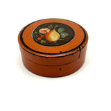 Charming Earlyish 19th Century Hand-painted Papier Mache Snuff Box with Pear and Cherries