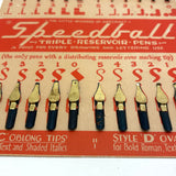 Great Graphics Vintage Speedball 24 Mounted Pen Nibs Display Card
