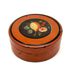 Charming Earlyish 19th Century Hand-painted Papier Mache Snuff Box with Pear and Cherries