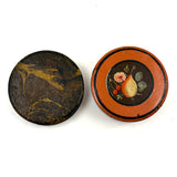Charming Earlyish 19th Century Hand-painted Papier Mache Snuff Box with Pear and Cherries