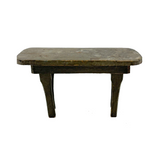 Sweet Old Hand-carved Miniature Table with One Chip Carved Edge in Original Gray Paint