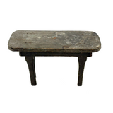 Sweet Old Hand-carved Miniature Table with One Chip Carved Edge in Original Gray Paint