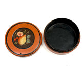Charming Earlyish 19th Century Hand-painted Papier Mache Snuff Box with Pear and Cherries