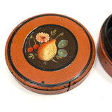 Charming Earlyish 19th Century Hand-painted Papier Mache Snuff Box with Pear and Cherries
