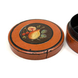 Charming Earlyish 19th Century Hand-painted Papier Mache Snuff Box with Pear and Cherries