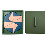 Hand-painted Vintage Parquetry Design Puzzle in a Box, Three Layers