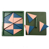 Hand-painted Vintage Parquetry Design Puzzle in a Box, Three Layers
