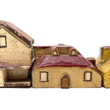 Charming Set of Six c. 1930s Painted Wooden Folk Art Houses