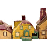 Charming Set of Six c. 1930s Painted Wooden Folk Art Houses