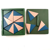 Hand-painted Vintage Parquetry Design Puzzle in a Box, Three Layers