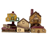 Charming Set of Six c. 1930s Painted Wooden Folk Art Houses