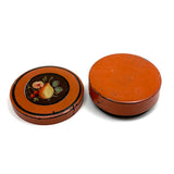 Charming Earlyish 19th Century Hand-painted Papier Mache Snuff Box with Pear and Cherries