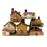 Charming Set of Six c. 1930s Painted Wooden Folk Art Houses