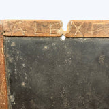 Alex's Carved Into, Beautifully Worn 19th Century School Slate with Angled Etched Lines