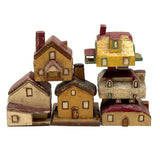 Charming Set of Six c. 1930s Painted Wooden Folk Art Houses