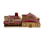 Charming Set of Six c. 1930s Painted Wooden Folk Art Houses