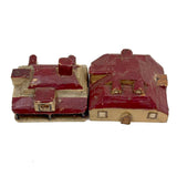 Charming Set of Six c. 1930s Painted Wooden Folk Art Houses
