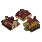 Charming Set of Six c. 1930s Painted Wooden Folk Art Houses