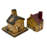 Charming Set of Six c. 1930s Painted Wooden Folk Art Houses