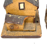 Charming Set of Six c. 1930s Painted Wooden Folk Art Houses