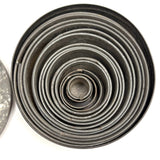 Graduated Old Set of Round Tin Cutters in Tin Case