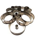 Graduated Old Set of Round Tin Cutters in Tin Case