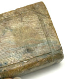 Diminutive Old Hand-Carved Green-Gray Stone Miniature Folk Art Book