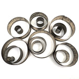 Graduated Old Set of Round Tin Cutters in Tin Case
