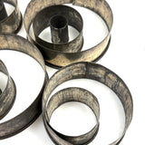 Graduated Old Set of Round Tin Cutters in Tin Case