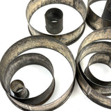 Graduated Old Set of Round Tin Cutters in Tin Case