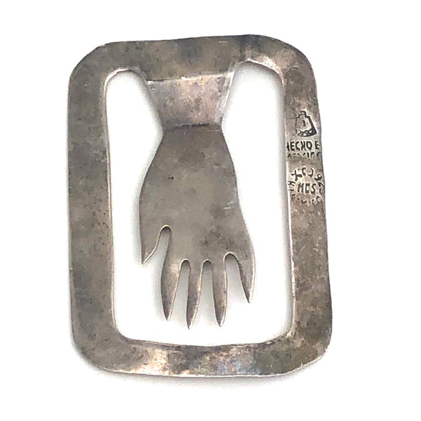 Vintage Mexican Hecho En Mexico Sterling Silver Hand Shaped Bookmark