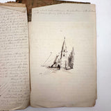 19th Century British Folio with Beautifully Handwritten Notes on Wax Flower Making, Fresco Painting, Mold Making, Drawing Faces, More