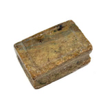 Diminutive Old Hand-Carved Green-Gray Stone Miniature Folk Art Book