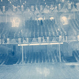 View from Stage, Antique Cyanotype Photo of Theatre Interior with Stars and Stripes Everywhere