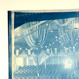 View from Stage, Antique Cyanotype Photo of Theatre Interior with Stars and Stripes Everywhere