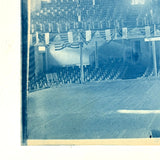 View from Stage, Antique Cyanotype Photo of Theatre Interior with Stars and Stripes Everywhere