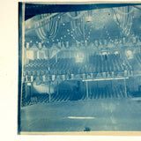 View from Stage, Antique Cyanotype Photo of Theatre Interior with Stars and Stripes Everywhere
