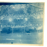 View from Stage, Antique Cyanotype Photo of Theatre Interior with Stars and Stripes Everywhere