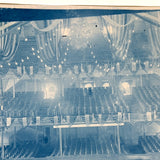 View from Stage, Antique Cyanotype Photo of Theatre Interior with Stars and Stripes Everywhere