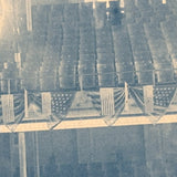 View from Stage, Antique Cyanotype Photo of Theatre Interior with Stars and Stripes Everywhere