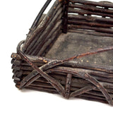 Especially Lovely Antique Diamond Shaped Twig Basket with Old String Mend (Copy)
