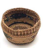 Macah Northwest Coast Native American Bear Grass Basket with Whales
