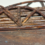 Especially Lovely Antique Diamond Shaped Twig Basket with Old String Mend (Copy)