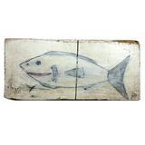 Shark! Recent Vintage Folk Art Polychrome Carving on Scrap Wood