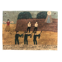 Saved from the Firing Squad, Mexican Folk Art Retablo on Tin Dated 1935