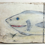 Shark! Recent Vintage Folk Art Polychrome Carving on Scrap Wood
